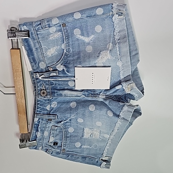 Kancan xs light wash polka dot mid rise jean shorts - Picture 2 of 8